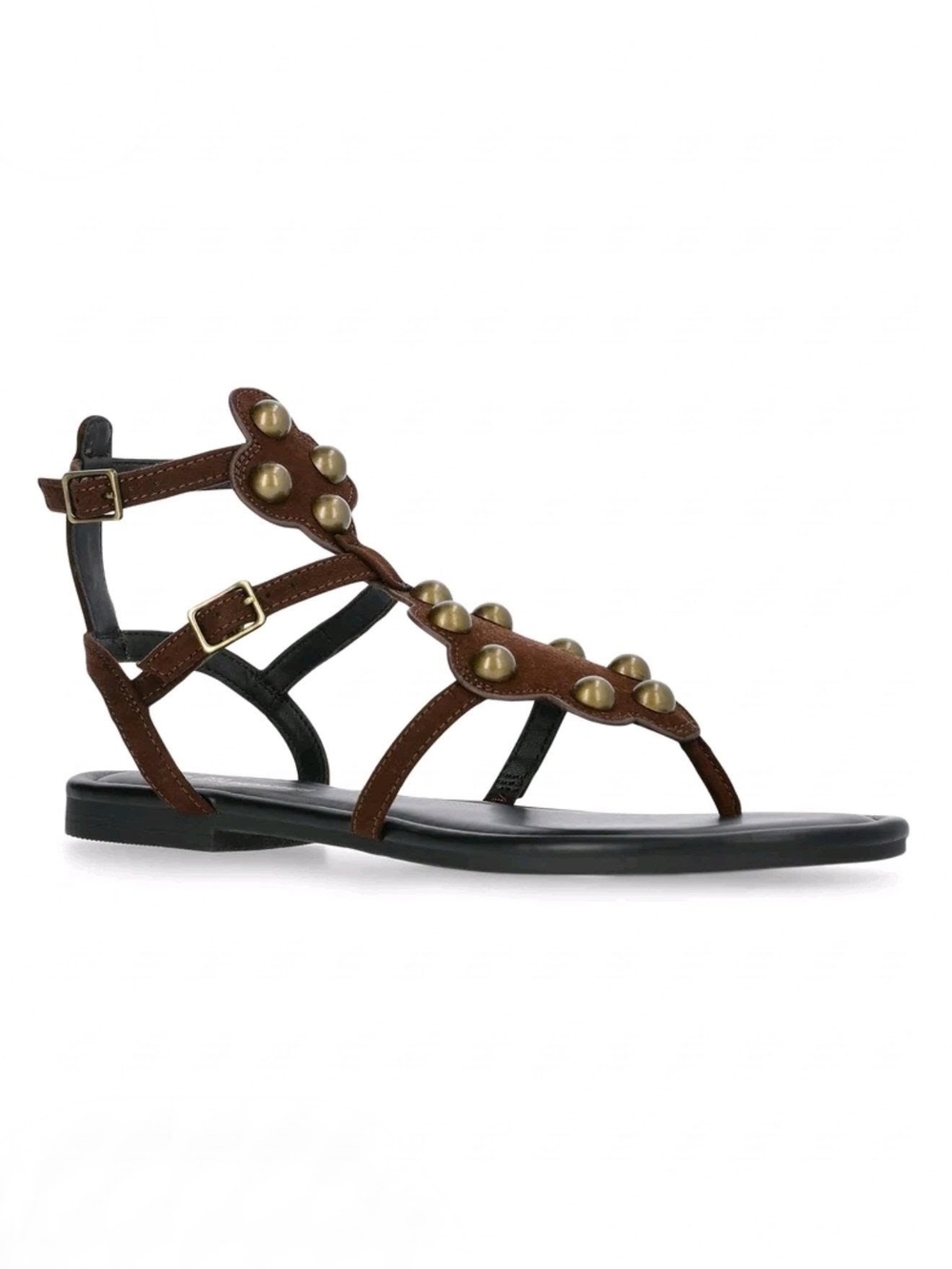 No Boundaries | Brown Studded T-Strap Gladiator Women's Sandals | US 8